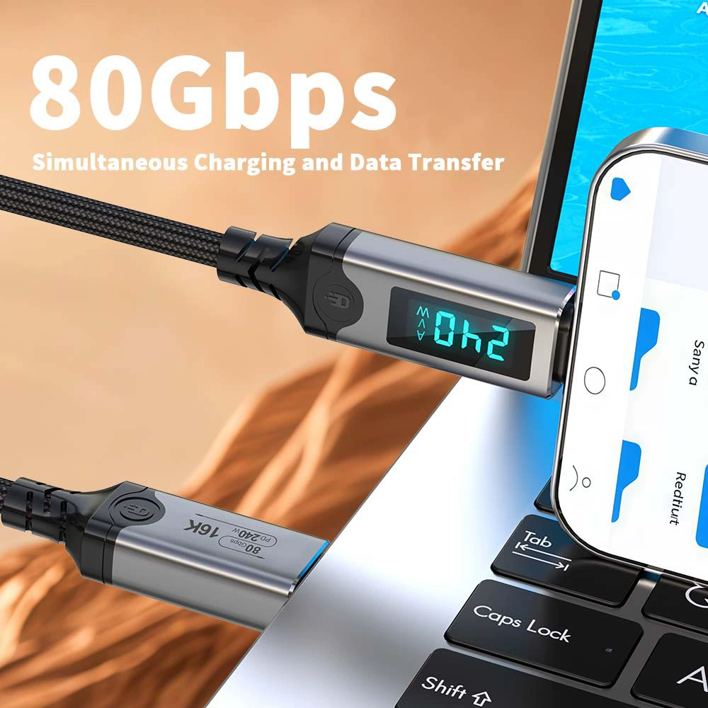 USB5.0 Thunderbolt 5 data cable 80Gbps speed PD240W fast charging 16K60Hz video cable USB-C cable