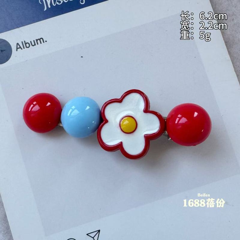 时尚红蓝撞色半圆花朵蝴蝶结发夹韩版高颜值少女心刘海侧边夹可爱|undefined
