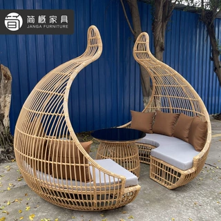 户外别墅泳池躺床家具沙滩景区海边藤编沙发酒店民宿室外沙发组合