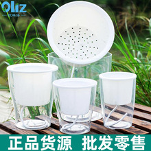 现货全透明水培绿萝花盆水位可视塑料盆栽花盆不碎胶自吸水盆加厚