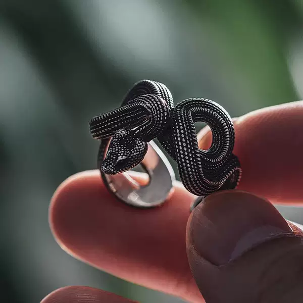 European and American Cross-Border New Snake Rings, Twelve Zodiac Snake Handmade Men's Rings, National Trend Necklace Pendants, Jewelry Wholesale