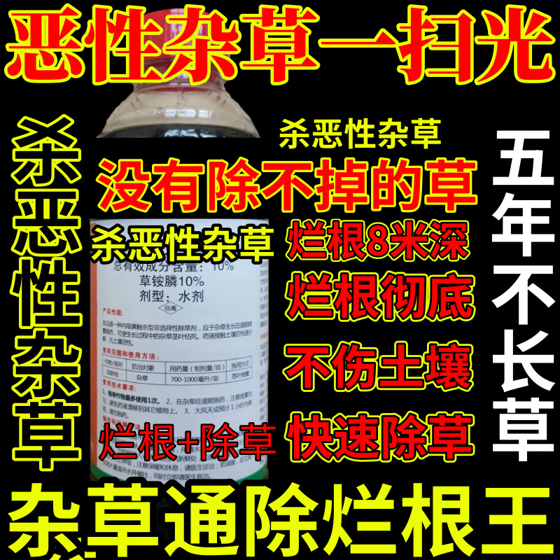 恶性杂草一扫光发精草铵膦铵盐杀恶性杂草除草剂果园烂根剂杀草王