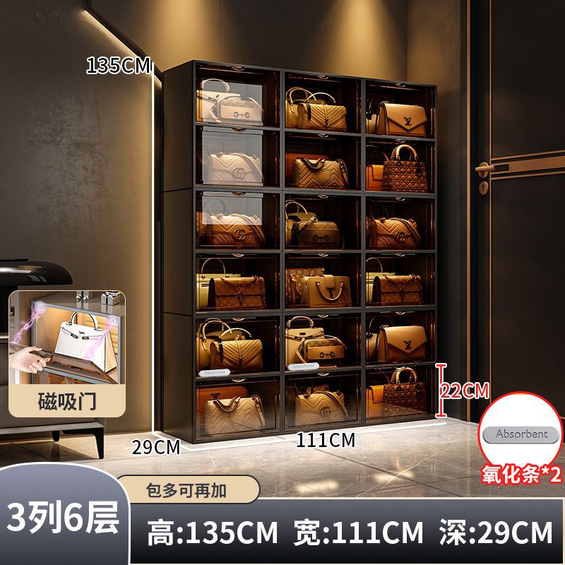 Gabinete de almacenamiento de bolsos para el hogar muestra almacenamiento de artefactos bolsos estantes de almacenamiento caja de exhibición del dormitorio gabinete de piso de madera maciza rejilla