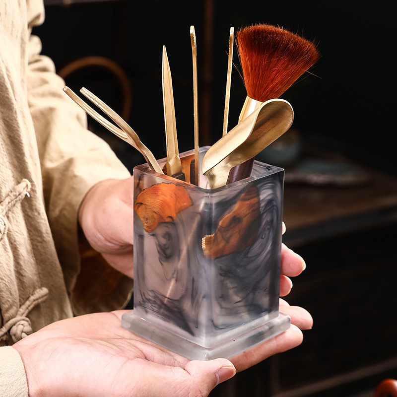 Pino creativo de bambú té de grasa ceremonia seis caballeros ébano hogar juego de té piezas traje conjunto té arte ceremonia del té conjunto