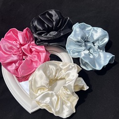 緞面雙層褶皺花邊發圈fever同款網紗花邊髮飾彩色緞面大腸皮筋