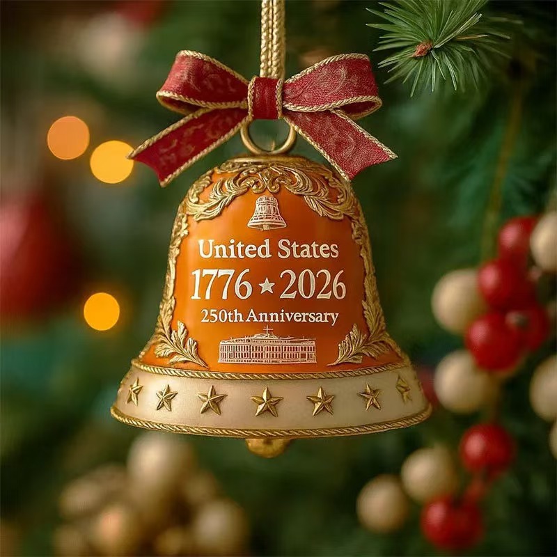 Colgante transfronterizo de los Estados Unidos 250 aniversario recuerdos acrílico 2D colgante de campana para celebrar el 250 aniversario de los Estados Unidos