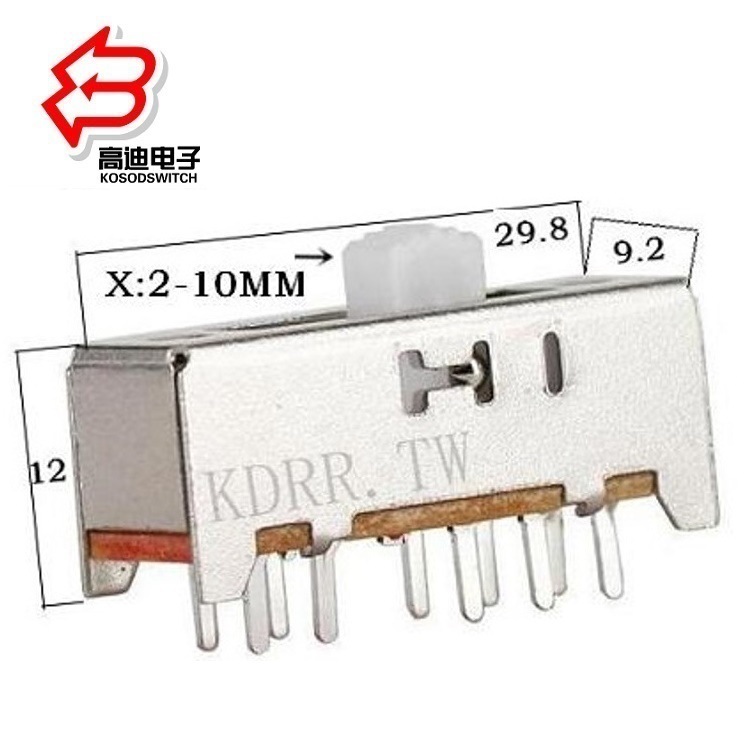 供应四位拨码开关双排10脚 长行程四档滑动开关 4档拨动开关双排