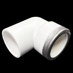 聯塑PVC白色給水20 25 32銅內絲彎頭4分6分帶不鏽鋼箍膠內牙彎藍