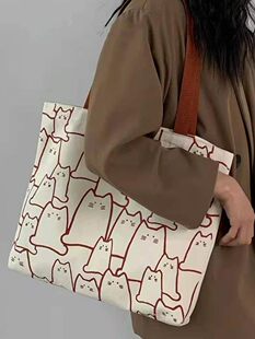 Small design cute knitted one-shoulder bag, purse, capacious shopping bag, cloth bag, Korean style