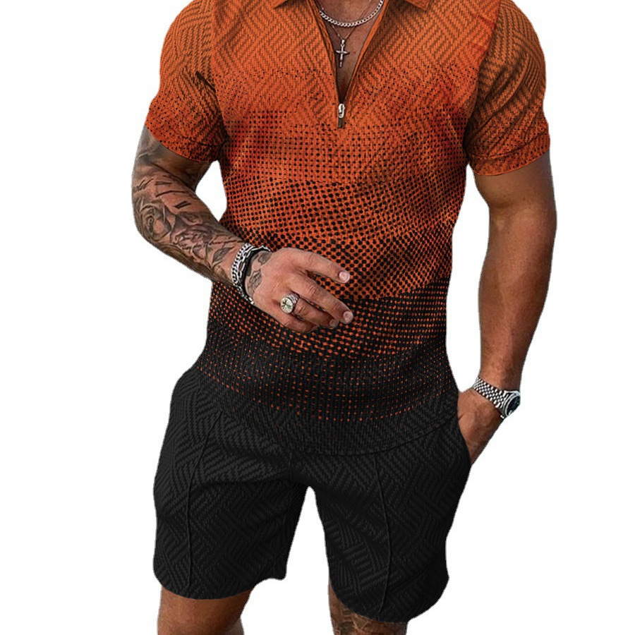 Comercio exterior transfronterizo 2022 verano popular europeo y americano Amazon pantalones cortos de manga corta de dos piezas deportes traje de hombre casual