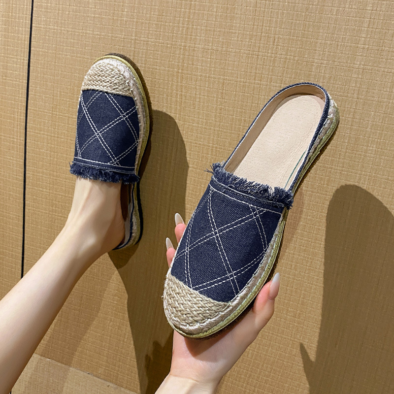 Zapatos de pescador xiaoxiangfeng 2023 primavera y verano nuevos Baotou medio zapatillas mujeres perezosas zapatos Mueller suelas gruesas un pie para pedalear le Fu