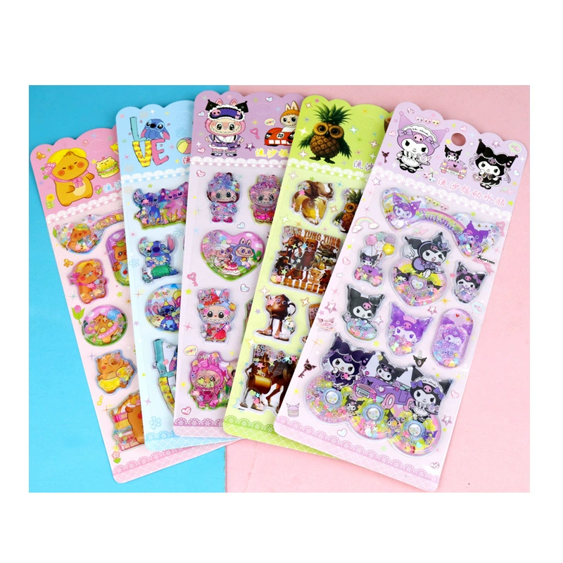 Новое Sanrio в коробке 3D водяные наклейки с объемной анимацией Kuromia Bubu Cappibara Stitch водяные наклейки