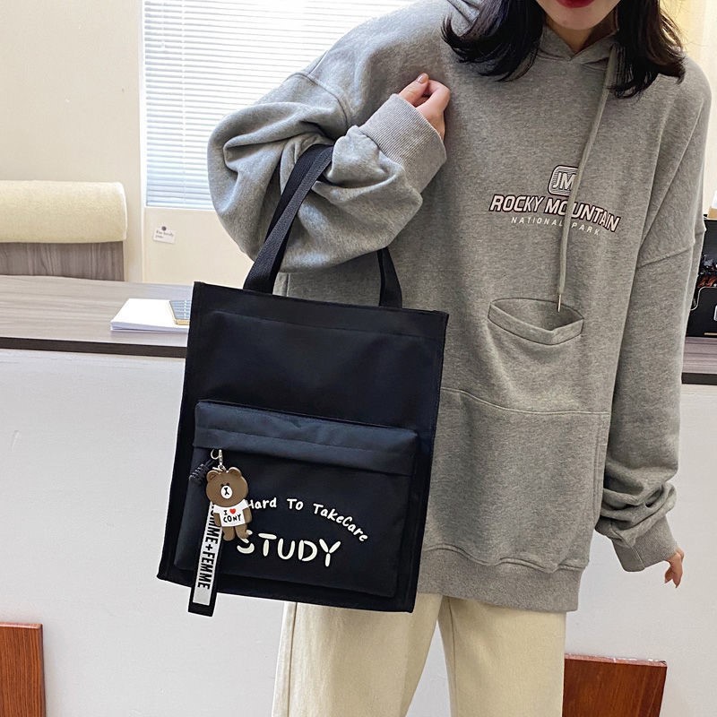 방수 캔버스 A4 도구 가방 남성과 여성을위한 학생 핸드백 어린이 예술 숙제 도구 가방 작은 운반 책 LINGXING