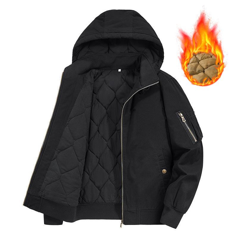 Men's Winter Vintage Cotton Padded Multi-pocket Utility Jacket_voghion.com