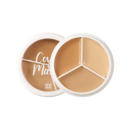 xixi cleansing and long-lasting three-color concealer to cover facial spots, acne marks, dark circles and tear troughs, waterproof and non-removable