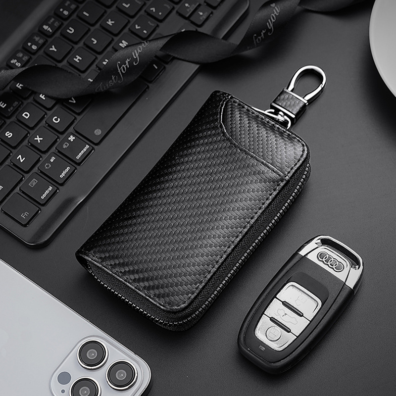 Cartera de hombres de fibra de carbono transfronteriza bolso de negocios con cremallera bolso de gran capacidad multi-tarjeta bolsa