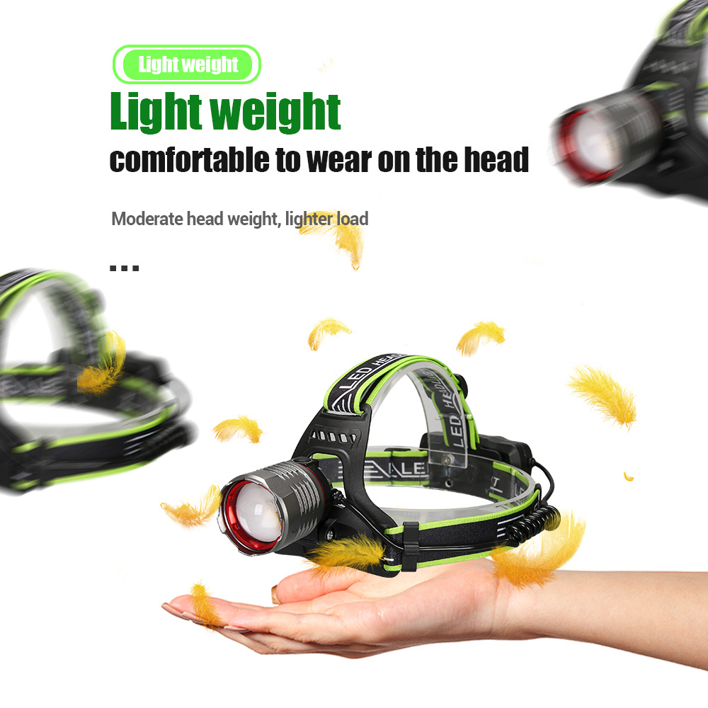 Luz transfronteriza iluminación al aire libre iluminación láser blanca luz de alto brillo de alarma de fluorescencia recargable de aleación de aluminio faro de zoom