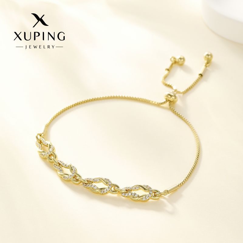 Joyería Xuping joyería de moda europea y americana amor cruces diamantes tejidos cuentas imitación de gemas pulseras de acero inoxidable mujeres image 10