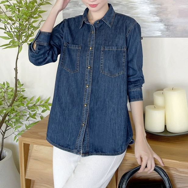 Новая корейская джинсовая рубашка 2025 весна женская свободная дикая повседневная рубашка с длинными рукавами куртка другие
