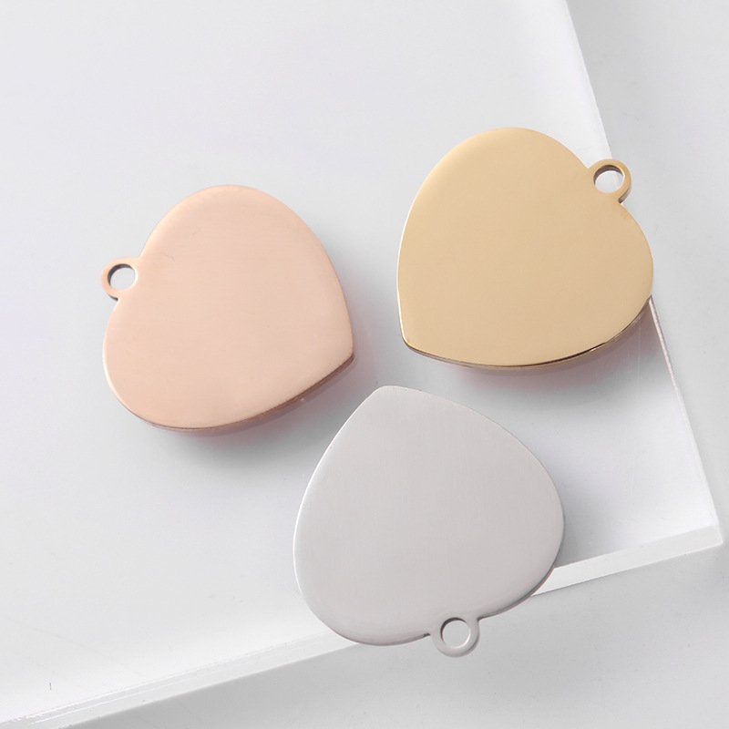 All Seasons Season 1 Piece 30mm 304 Stainless Steel Customization Laser Engraving Heart Shape Solid Color Pendant Keychain DIY Jewelry Accessories Keychain