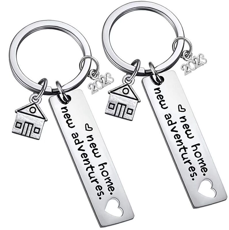 New Home New Adventures Stainless Steel Keychain New Home Housewarming Real Estate Company Gift
