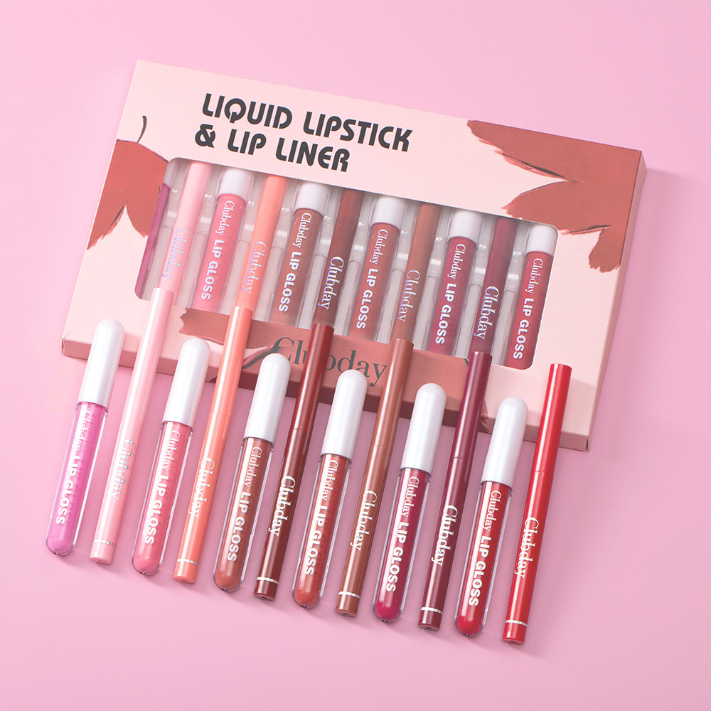 Clubday Long-lasting Velvet Matte Lip Gloss and frosted Outlining Lip Pen 6+6 Set, easy-to-Apply lipstick pen undefined