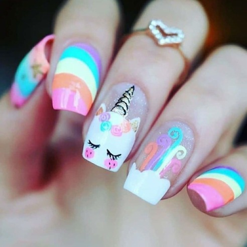 Pegatinas de uñas unicornio nueva historieta transfronteriza e-commerce niños unicornio uñas pegatinas WG241-251
