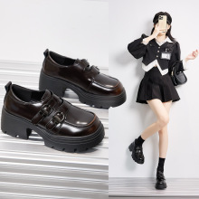 真皮厚底乐福鞋女2025新款超火单鞋女鞋子小个子增高秋季小皮鞋女