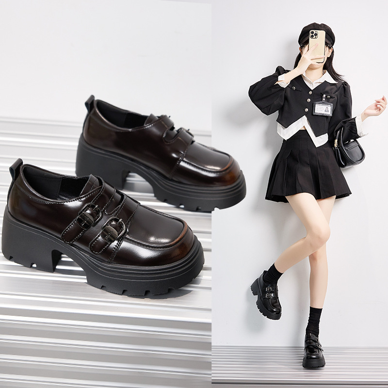 真皮厚底乐福鞋女2025新款超火单鞋女鞋子小个子增高秋季小皮鞋女