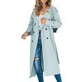 欧米の2024の新しいファッションの純色のカジュアルな女性の襟の長袖の秋冬の風の服の長いタイプのコートの気質の女性のコート|undefined