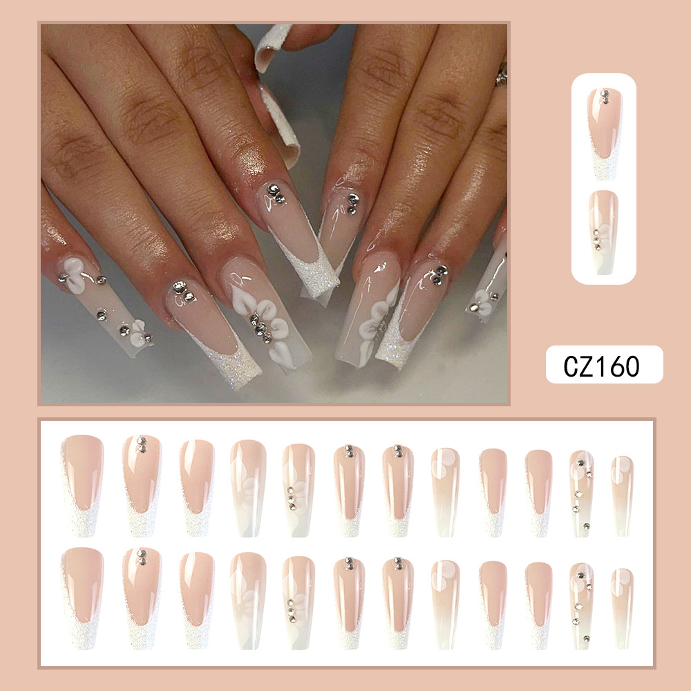 Pieza de uñas de desgaste súper largo diamante transfronterizo uña falsa pieza europea y americana pieza de uñas Comercio exterior parche de uñas prensa en las uñas