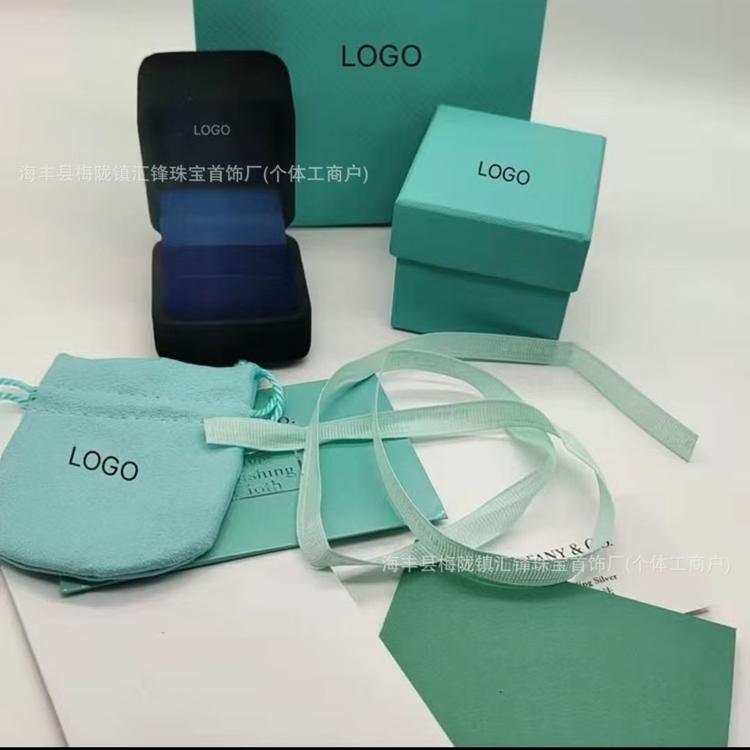 T Brand Shijia Xiaoxiang Packaging Gift Box Earrings Necklace Bracelet Jewelry Packaging Box Cotton Linen Original Jewelry Box