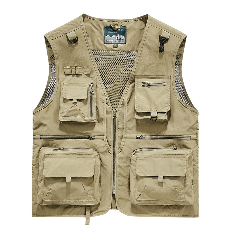 Cross-Border Multifunctional Mesh Vest for Men, Spring and Autumn Casual Multi-Pocket Fishing Photography Vest, Mountaineering Workwear Cross-Border Multifunctional Mesh Vest for Men, Spring and Autumn Casual Multi-Pocket Fishing Photography Vest, Mountaineering Workwear