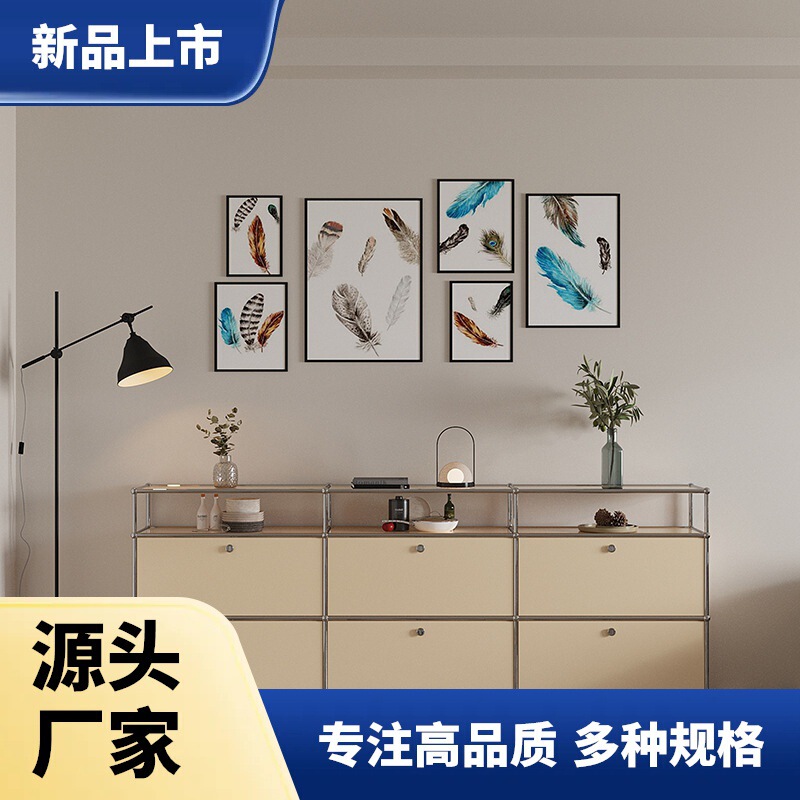 Modular Stainless Steel Entryway Cabinet with Drawers, Vintage Dining Sideboard, Storage Cabinet for Living Room, Bedroom End Cabinet