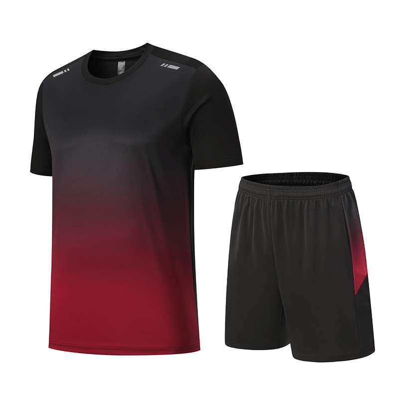 跑步服套装定制夏季速干短袖套装可印logo户外健身服运动两件套男|undefined