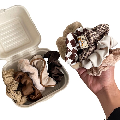 Autumn and winter plush large intestine ring cross-border European and American fat intestine head rope simple woolen hair ring bow rubber band hair accessories for women