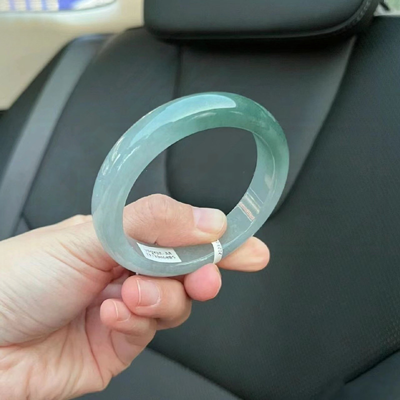 女性用アイスオールドヒットアイスワックスジェイドブレスレット、ミャンマー油グリーンオールドヒットサークル翡翠ブレスレット、女性用シンプルな翡翠ブレスレット|undefined