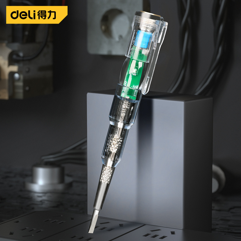 得力工具高亮度接触式测电笔验电笔试电笔多功能家用电工便携电笔