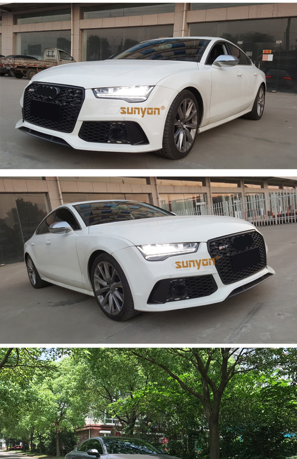 09-24 A7 modified RS7 large surround upgrade S7 front and rear bumper side skirt tail lip tremella for Audi A7 wholesale