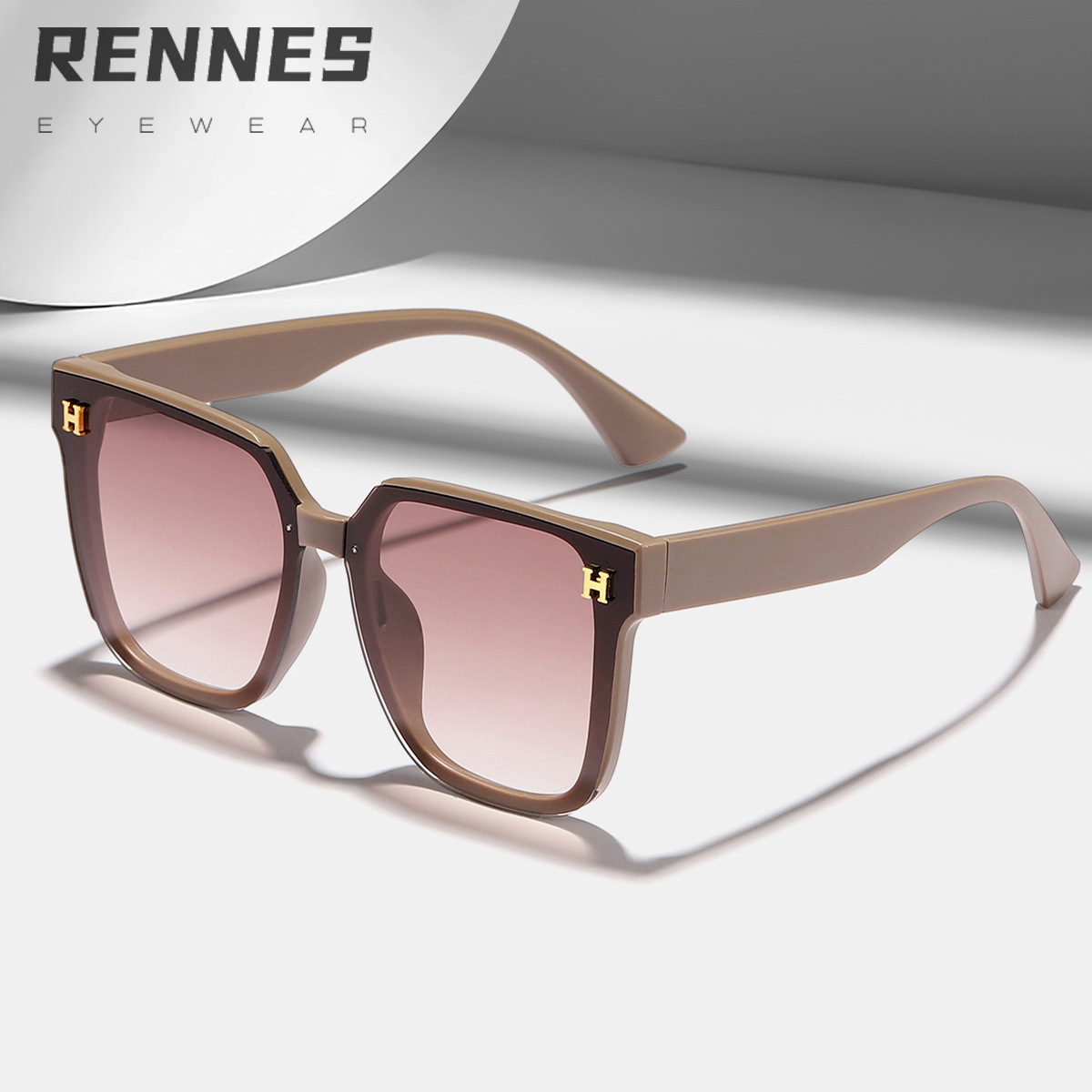 2024 nuevas letras simples transfronterizas, marco generoso, gafas de sol de moda, sombrilla al aire libre para mujer, gafas de sol ligeras de todo fósforo