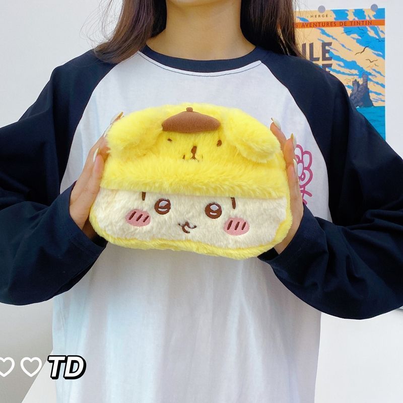 ちいかわウサキイカぬいぐるみ鉛筆バッグ漫画かわいい人気の日本製大容量筆箱文具バッグ|undefined