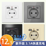 86型欧规外贸欧标16A德式插座带USB TYPE-C快充15w接口3A充电插座