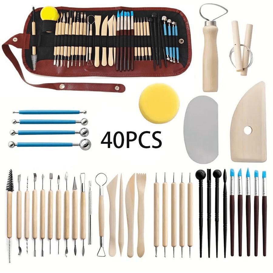 Herramientas de escultura de cerámica transfronteriza conjuntos de varias piezas herramientas de barro de arcilla de cerámica suave DIY conjunto de escultura de barro