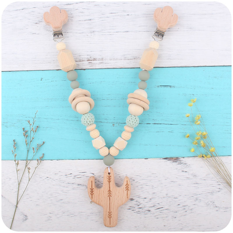 Suministros para bebés Beech cactus clip DIY de dibujos animados mordedor molar pulsera decorativa sonajero colgante conjunto de tres piezas