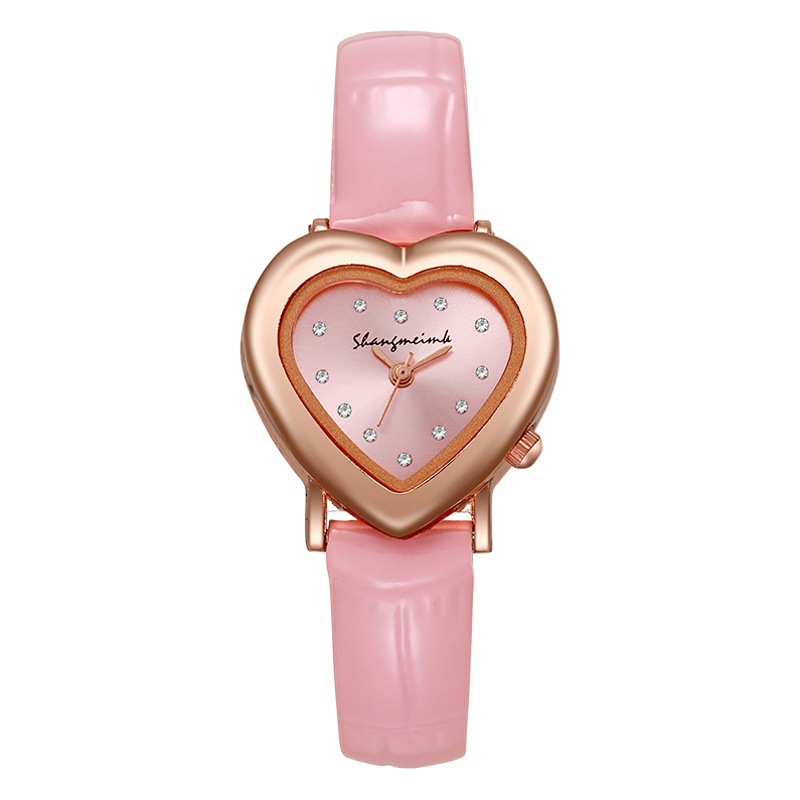 Reloj de cuarzo en forma de corazón retro elegante simple de las mujeres de moda reloj de mujer de estudiante exquisito pequeño reloj de moda