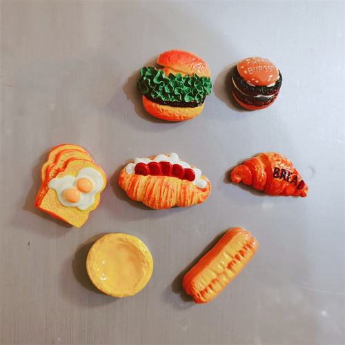 Three-dimensional simulation food refrigerator magnet bread cone ice cream burger love magnet coffee magnet decoration