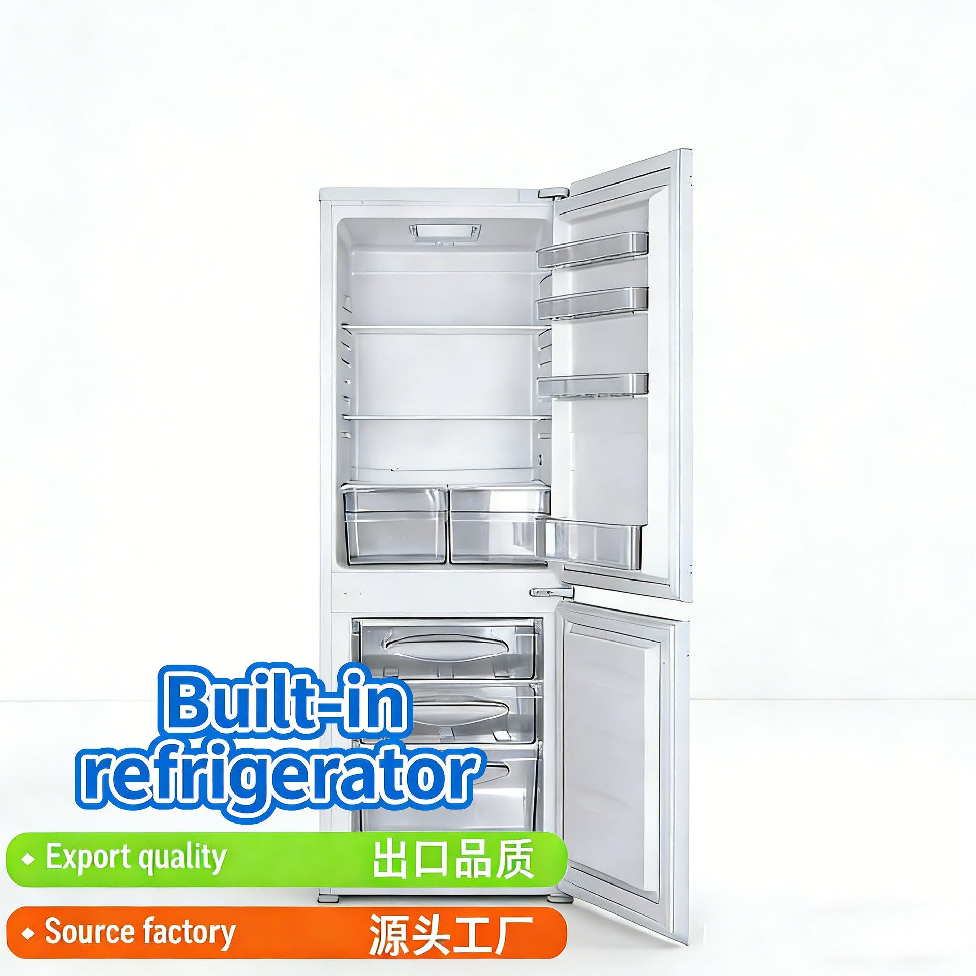 Cross-Border Embedded Dual-Temperature Refrigeration Refrigerator Dc12/24V Direct Current Fresh-Keeping Cabinet Silent, Efficient and Environmentally Friendly Refrigerator