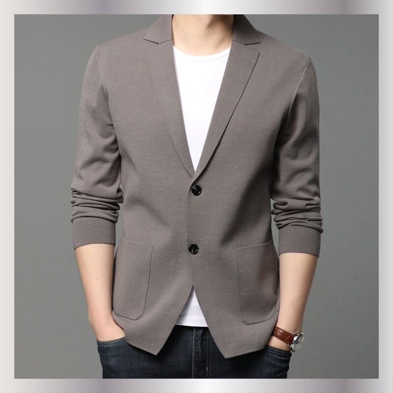2026 New Spring and Autumn Men's Knit Cardigan Jacket Korean Style Solid Color Cardigan Men's Sweater Wholesale