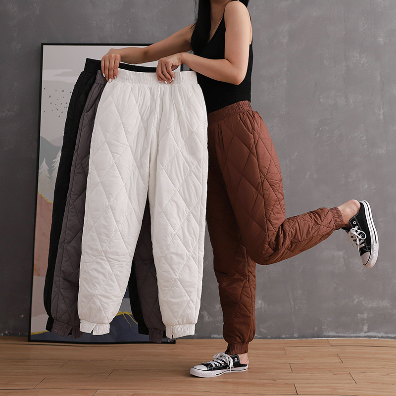 Down cotton pants women's outer wear 2022 winter New thickened warm pants slimming ankle-tied pants high waist loose casual pants Down cotton pants women's outer wear 2022 winter New thickened warm pants slimming ankle-tied pants high waist loose casual pants