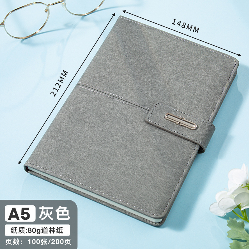 商务搭扣A5记事本金属扣笔记本礼盒装可印logo企业办公会议记录本|undefined